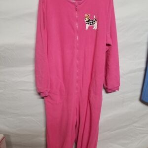 Nick & Nora Pink Pajama Onesie with Dog Patch